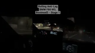 BMW F80 M3 (BM3 OTS Stage 1, 91 ACN) testing rolling anti-lag