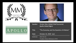 Money Marketeers of NYU   Torsten Slok, Chief Economist for Apollo Global Management