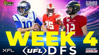 UFL DFS Week 4 | PICKS AND LINEUPS | Draftkings 4 Game Slate | 4.20 & 4.21