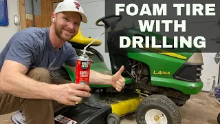 Foam Filled Mower Tire Repair (WARNING: DOES NOT WORK WATCH FOLLOWUP FOAM VIDEOS)