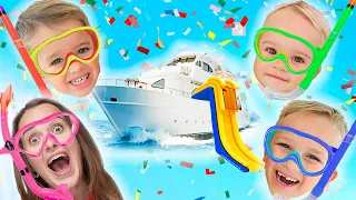 Alles Gute zum Geburtstag Chris! Kindergeburtstagsfeier auf einer Yacht mit Rutsche