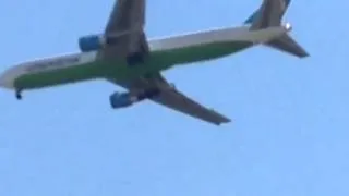 Uzbekistan Airways Boeing 767-300ER beautiful approach to New York's JFK