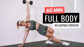 1 HOUR NO JUMPING Full Body Strength Workout | Apartment Friendly🔥Burn 394 Calories🔥