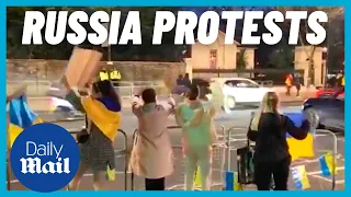 Ukrainian protest outside Russian embassy in London