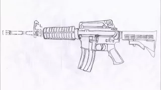 How to draw M4A1 carbine STEP BY STEP (HD)