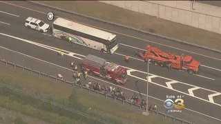 Tour Bus Crash In Bordentown Injures 15 On New Jersey Turnpike