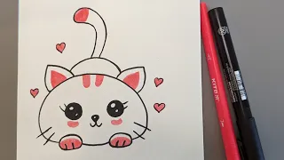 How To Draw a cute cat | Easy Step-by-Step Drawing Tutorial for Kids