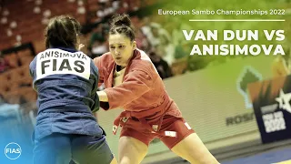 VAN DUN Sem vs ANISIMOVA Valeria. Women 65 kg. European SAMBO Championships 2022