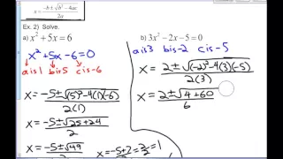 Math 521B Chapter 4 Key Concepts (Quadratic Equations) Part 2