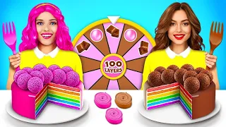 Desafío 100 Capas de Chicle VS Chocolate | Dulces Gigantes VS Diminutos por RATATA CHALLENGE