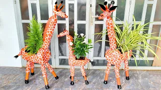 Brilliant Ideas, Recycle Plastic Bottles into Giraffe-shaped Flower Pots