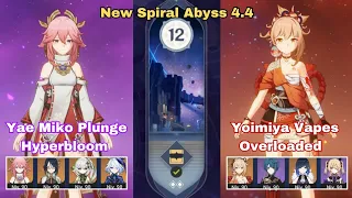 C0R1 Yae Miko Plunge Hyperbloom & C0 Yoimiya Vapes Overloaded Spiral Abyss 12 | Genshin Impact 4.4