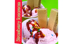 #shorts Ice cream recipe| homemade Ice cream| 3 ingredients  Ice cream| Strawberry Icecream