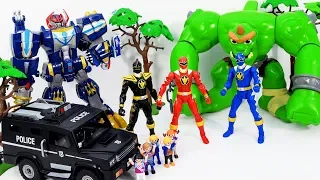 Power Rangers & Marvel Avengers Toys Pretend Play | Super Hero & ZORDS Ranger vs Giant MONSTER