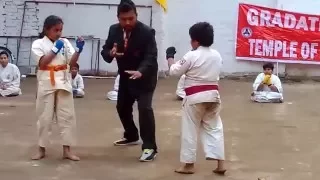 Kyokushin girl face kick knockout