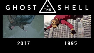 Ghost in the Shell: Side by Side - 2017 Live Action vs 1995 Anime | Rooftop Scene and Water Sequence