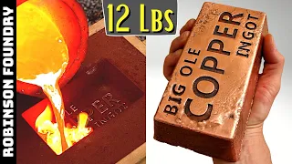 Melting copper at home - Huge copper ingot - "BIG-OLE COPPER INGOT" │ASMR │ Metal Casting