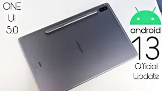 Samsung Galaxy Tab S6 Android 13 ONE UI 5.0 Update