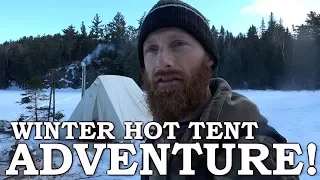I FELL Through the ICE! | Winter Camping in a CANVAS TENT with WOOD STOVE | PART 2