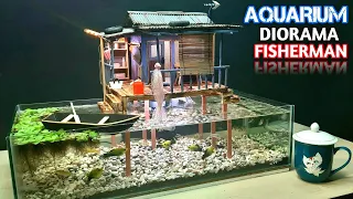 Creative Idea Fish Aquarium Diorama Mini Fisherman House - CREATIVE FISH AQUARIUM