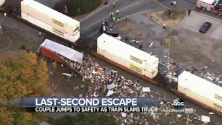 Train Barrels Through Tractor Trailer in Georgia Video   ABC News