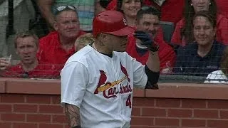 CHC@STL: Molina takes exception to a high pitch