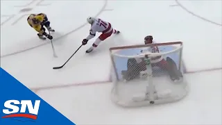 David Pastrnak Scores A Tap-in After Fantastic Pass By Brad Marchand