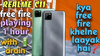 Realme c11 Free Fire test, playing on (ultra) 1 hour with🔋drain test, kya free fire khel sakte hain?