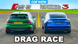 Audi RS6 v Tesla Model 3 Performance  - DRAG RACE *ICE vs EV*