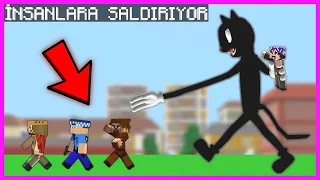 CARTOON CAT ŞEHİRDEKİ İNSANLARI YAKALADI VE YEDİ! 😱 - Minecraft