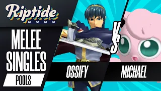 Ossify (Marth) vs Michael (Jigglypuff) - Melee Singles Pools - Riptide 2023