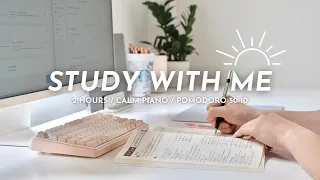 ⛅️ 2-HOUR STUDY WITH ME | 🎹 Calm Piano, Morning Ambience | Pomodoro 50/10 | Japanese Study