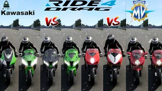 MV Agusta VS Kawasaki 1000CC Drag Race | Battle OF Super Bikes | Ride 4 Official Drag Race |4K|