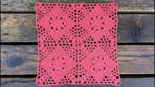 How To Crochet Easy Flower Square Motif Part 2 of 2 - Join As You Go