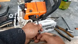 ms 382 full servicing. how to repair chainsaw 382 at village/ forest side