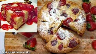 Easy Strawberry Cake with Homemade Strawberry Syrup | Best Strawberry Cake Recipe | #spicegame