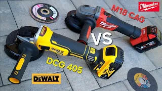 Порівняння щіткових кутових шліфувальних машин. Milwaukee M18 CAG 125 проти Dewalt DCG 405 N