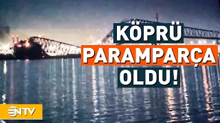 Kargo Gemisinin Çarptığı Köprü Yıkıldı! Çok Sayıda Araç Suya Döküldü | NTV