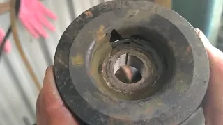 How to cut a keyway in a pulley with a broach.