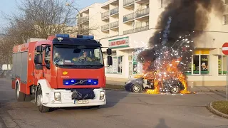 Pożar samochodu i akcja gaśnicza JRG 1 w Opolu
