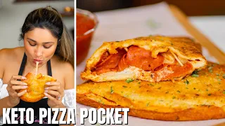 BEST KETO CALZONE! How to make an EASY Keto Pepperoni Pizza Pocket