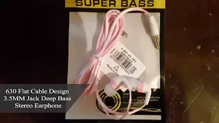 Unpacking SMZ - 630 Flat Cable Design 3.5MM Jack Deep Bass Stereo Earphone