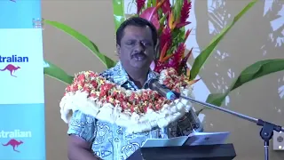 Fijian Minister for Employment officiates at the launching of the IFC Childcare report