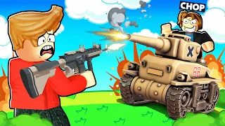 ROBLOX CHOP AND FROSTY FIGHT WITH TANKS IN ARMY SIMULATOR