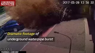 Dramatic footage of underground waterpipe burst