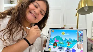 Öykü Plays Fun Games on Her Tablet