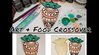 Carrot Mandalas! Dollar Tree wood shaped crafts   Miranda Pitrone Various dotting Tools ~ Easter Art