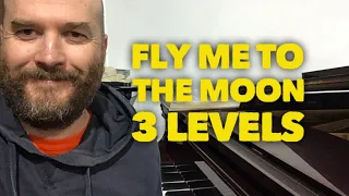 Fly me to the Moon Jazz Piano Tutorial - 3 levels #squidgames