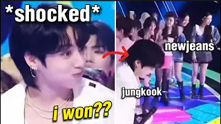 Jungkook's Reaction to Winning over NewJeans During Inkygayo...