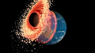 Mars colliding with Earth (SPH simulation)